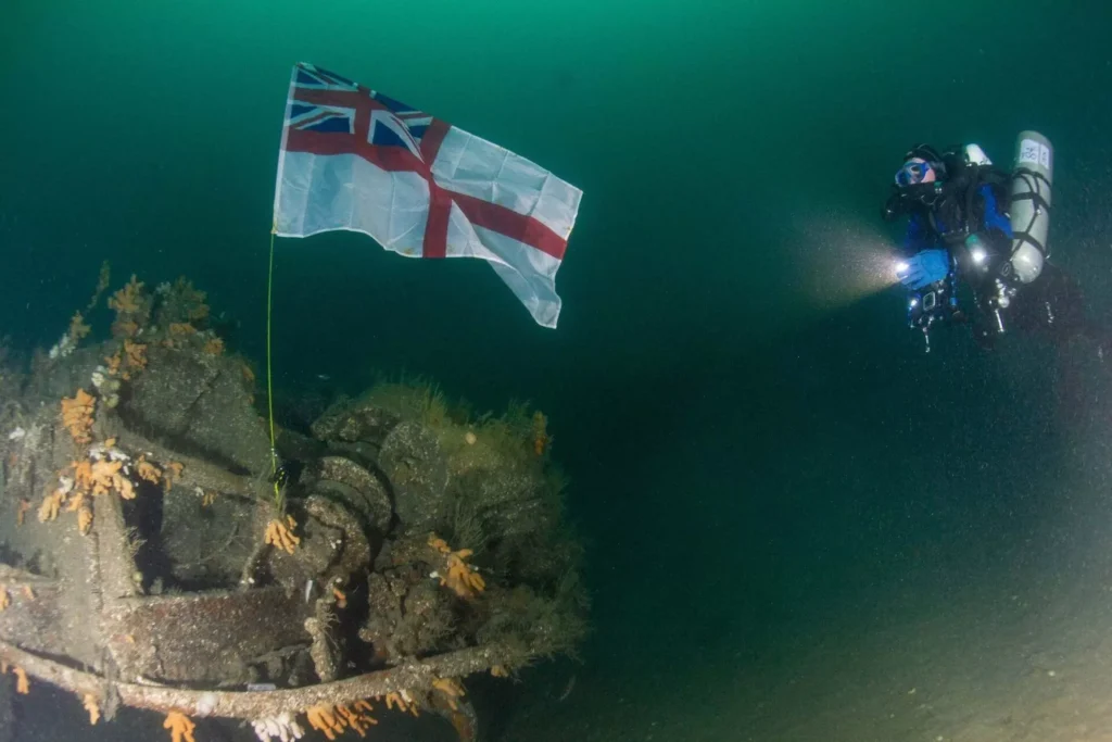HMS-Exmouth-85th-anniversary-dive-to-honour-the-dead-Royal-Navy