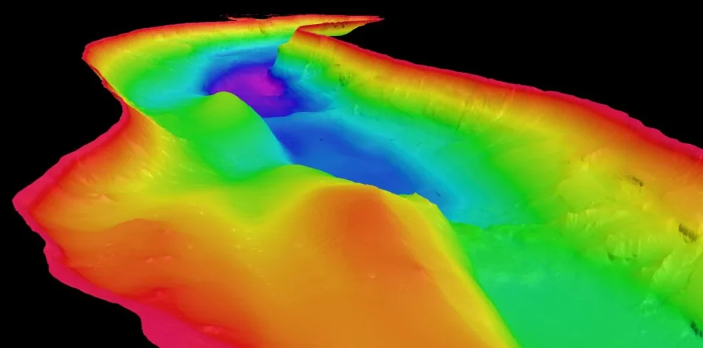 Cartografía de alta resolución del lago St Clair Tasmania visto desde el norte