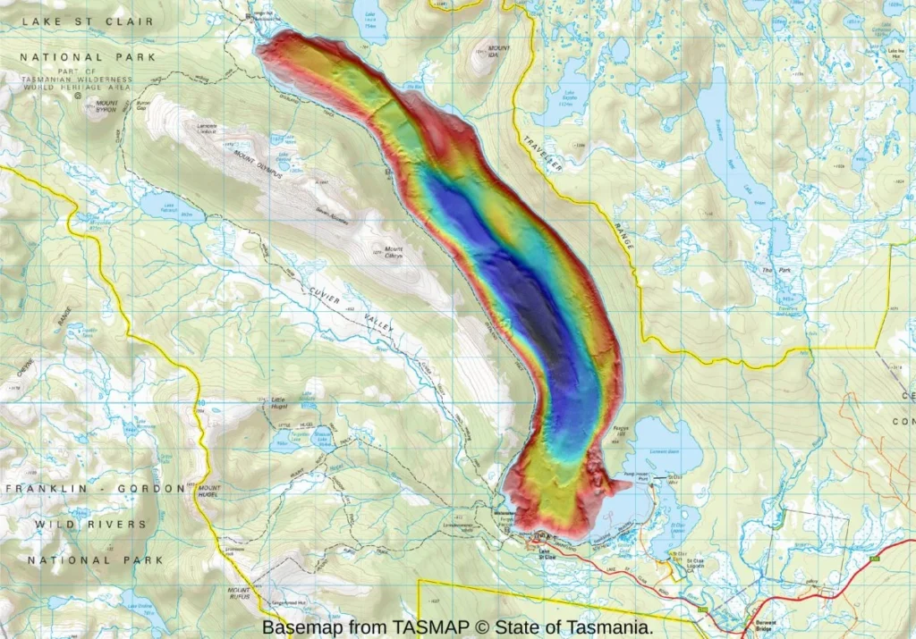 Mapa topográfico de la Tasmania central