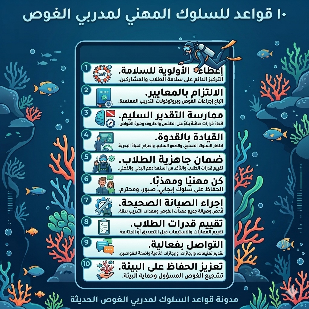 عشر قواعد للسلوك المهني لمدربي الغوص