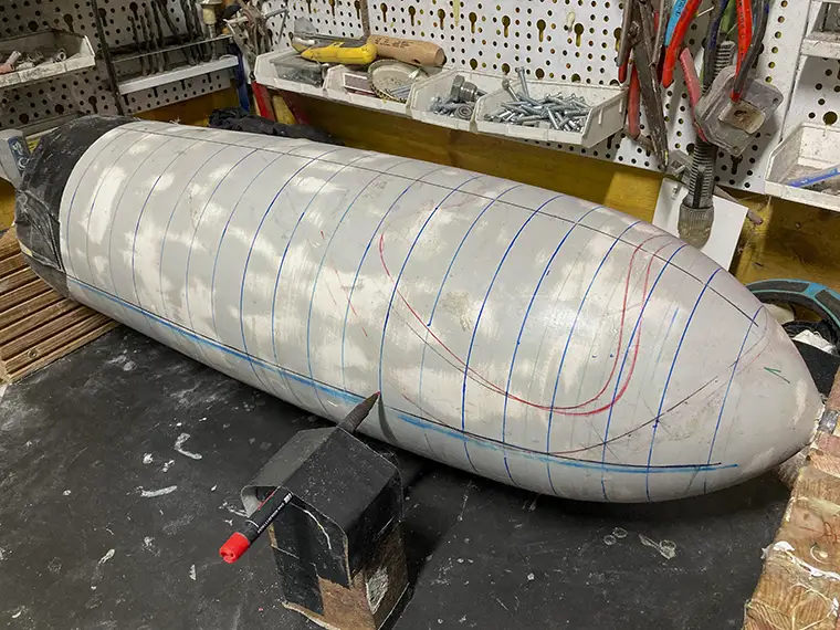 Working on the NACA shape in the workshop