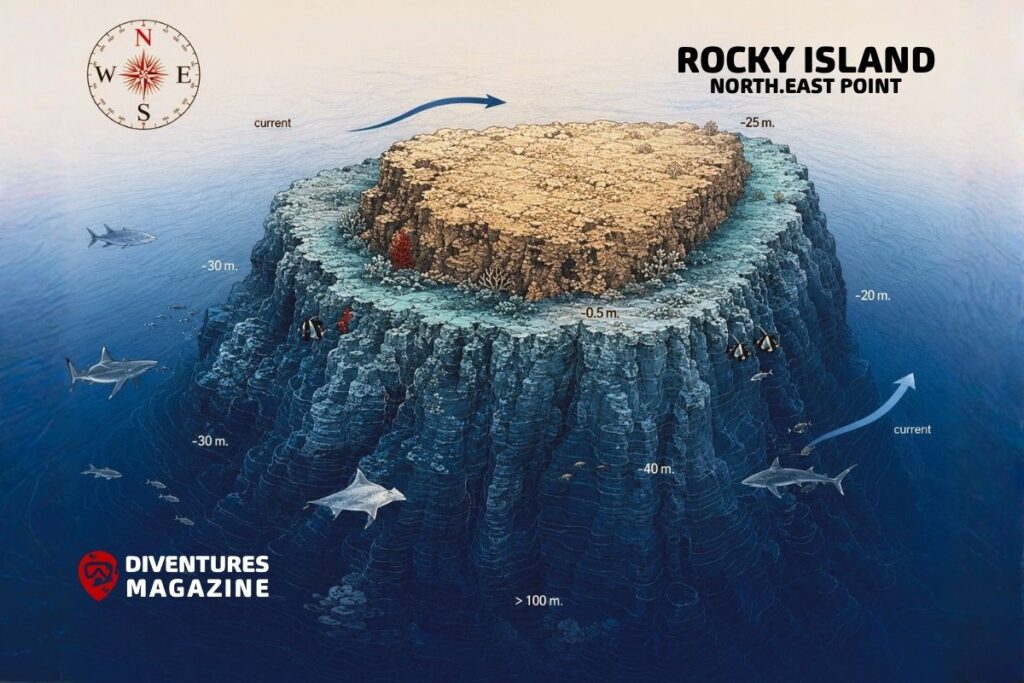 Rocky Island Dive Map North.east Point