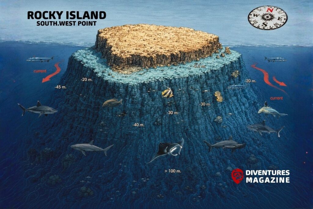 Rocky Island Dive Map South.West Point