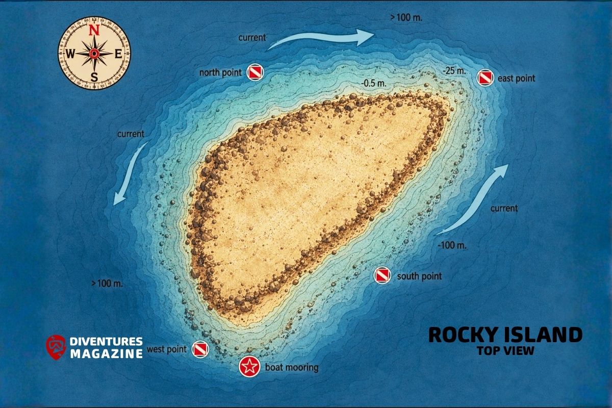 Rocky Island Dive Map Top View