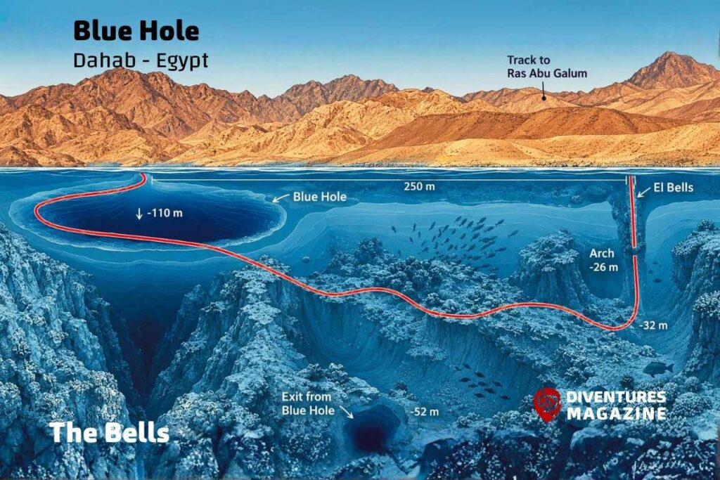 the bells blue hole dahab dive map